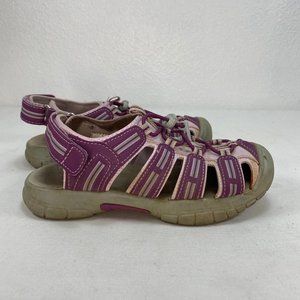 Khombu Sandy Closed Toe Water Sandals Purple/Gray Girls Size 1 Hook & Loop Strap